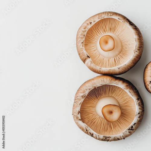 Shitake Mushroom White Background Pizza photo