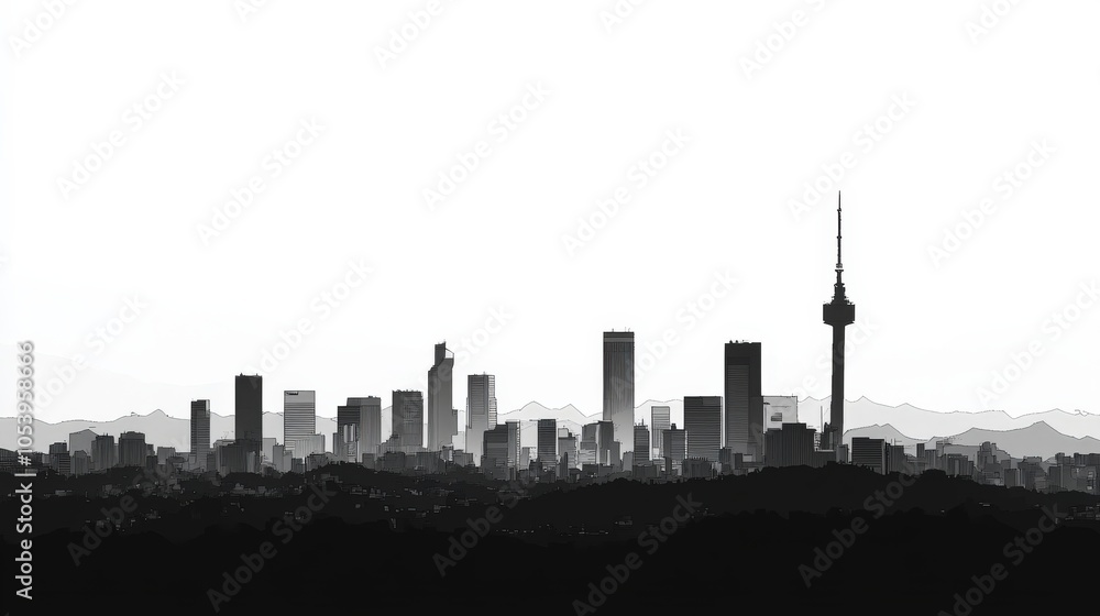 Obraz premium Seoul Skyline. City Landscape of Korean Capital with Tower and Buildings