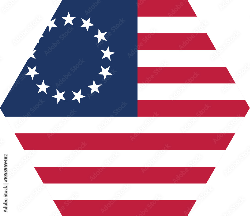 Obraz premium Polygon shaped US historical insignia of BETSY ROSS FLAG