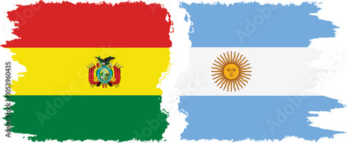 Argentina and Bolivia grunge flags connection, vector