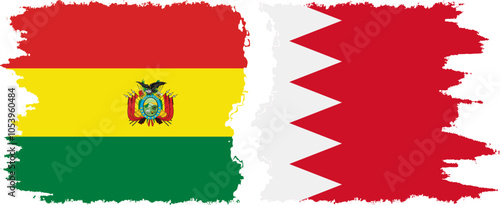 Bahrain and Bolivia grunge flags connection, vector