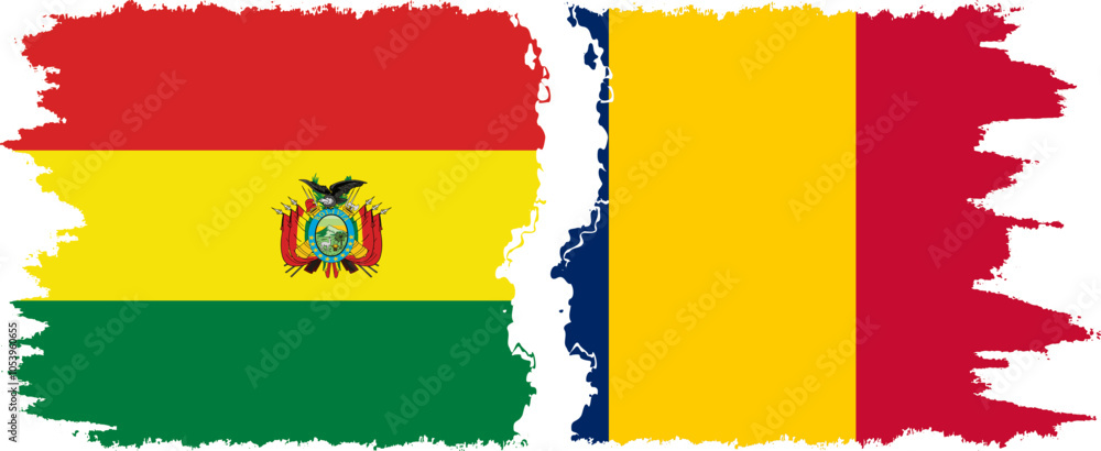 Chad and Bolivia grunge flags connection, vector Chad and Bolivia grunge flags connection, vector
