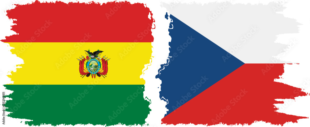 Fototapeta premium Czech and Bolivia grunge flags connection, vector