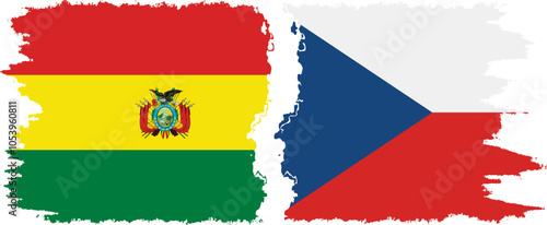 Czech and Bolivia grunge flags connection, vector