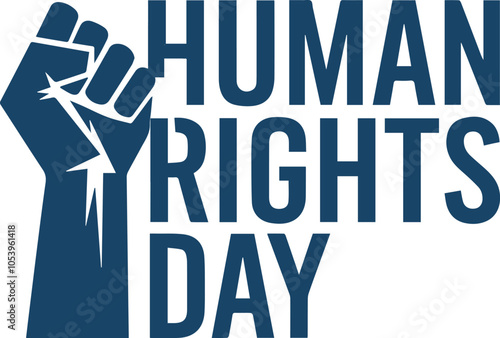 international human rights day typography with fist vector illustration