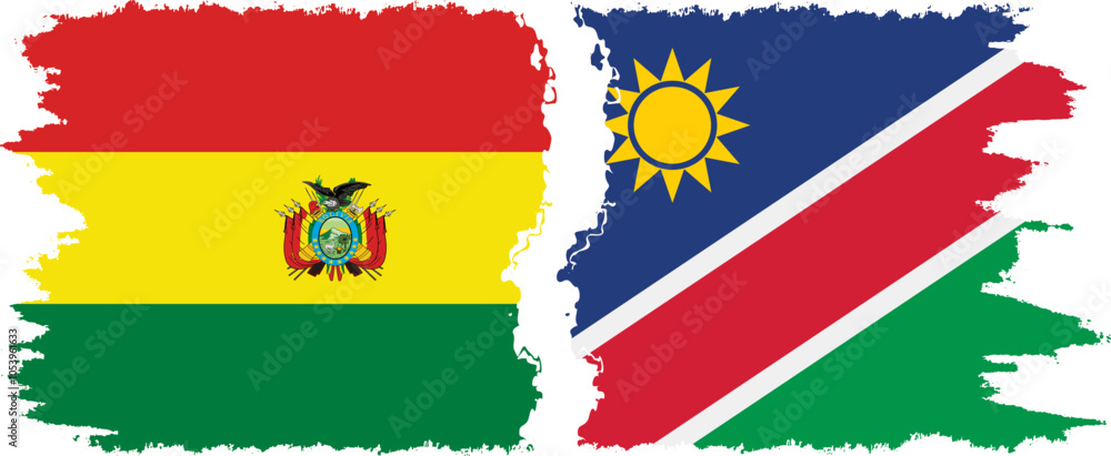 Namibia and Bolivia grunge flags connection, vector Namibia and Bolivia grunge flags connection, vector