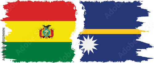 Nauru and Bolivia grunge flags connection, vector