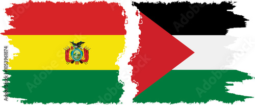 Free Download Palestine and Bolivia grunge flags connection, vector - GFXLoad