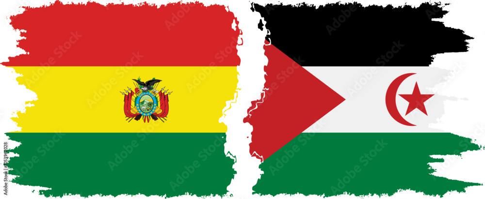 Fototapeta premium Western Sahara and Bolivia grunge flags connection, vector