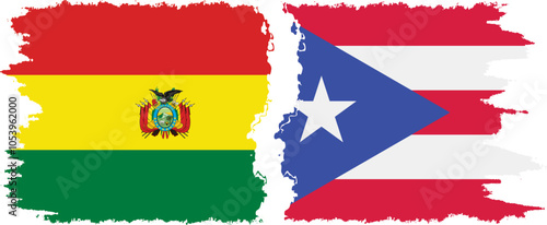 Free Download Puerto Rico and Bolivia grunge flags connection, vector - GFXLoad