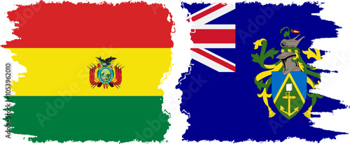 Free Download Pitcairn Islands and Bolivia grunge flags connection, vector - GFXLoad