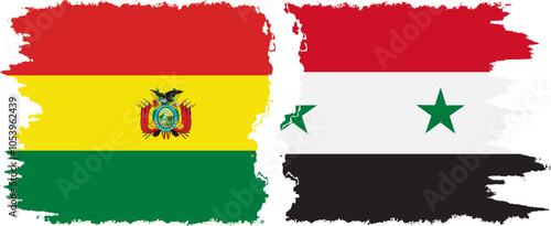 Syria and Bolivia grunge flags connection, vector