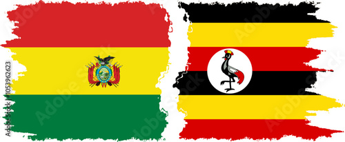 Free Download Uganda and Bolivia grunge flags connection, vector - GFXLoad
