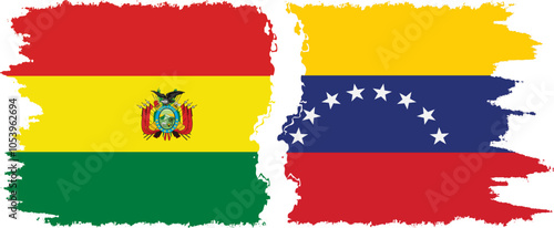 Free Download Venezuela and Bolivia grunge flags connection, vector - GFXLoad