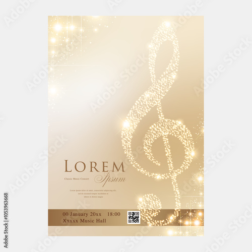 Concert poster with glowing treble clef