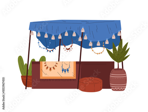 Vector illustration of an oriental market stall on an isolated background.