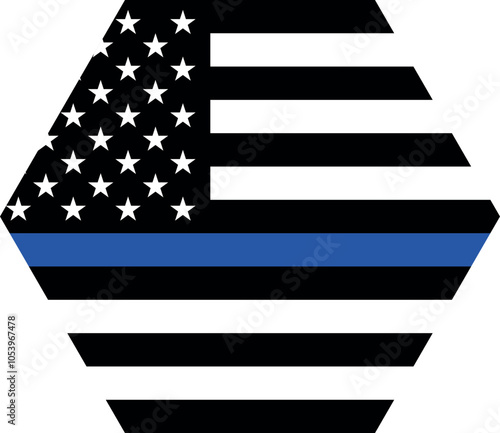 Polygon shaped flag of the organization of THIN BLUE LINE