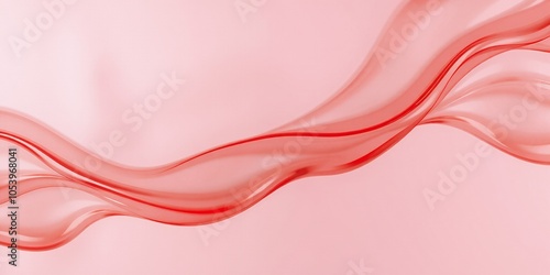 Abstract red flowing wave on a pink background.