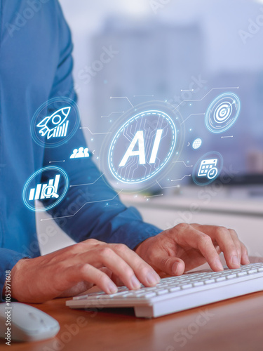 Search engine optimization, digital marketing process and strategy with artificial intelligence.