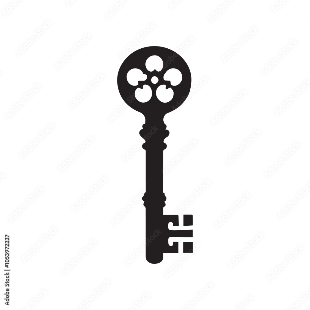 Obraz premium Vintage Key silhouette Clipart Design - Keys Vector illustration 