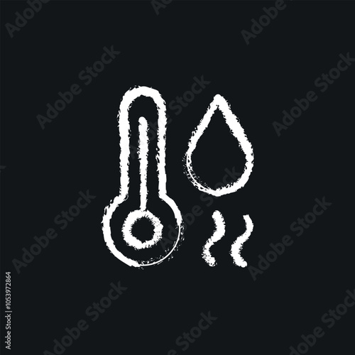 Temperature and humidity chalk icon. Thin line customizable illustration. Contour symbol. Vector isolated outline drawing.