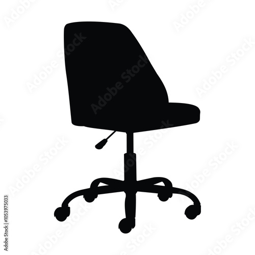 Office Modern Swivel Armless Desk Chair with Wheels silhouette vector illustration