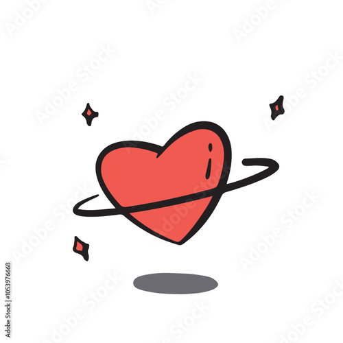 Vector heart with shine icon stars sparkle firework, decoration twinkle. Button for expressing social smileys valentine's day concept design