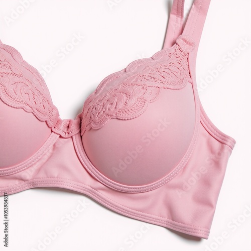 Isolated pink bra on a white background photo