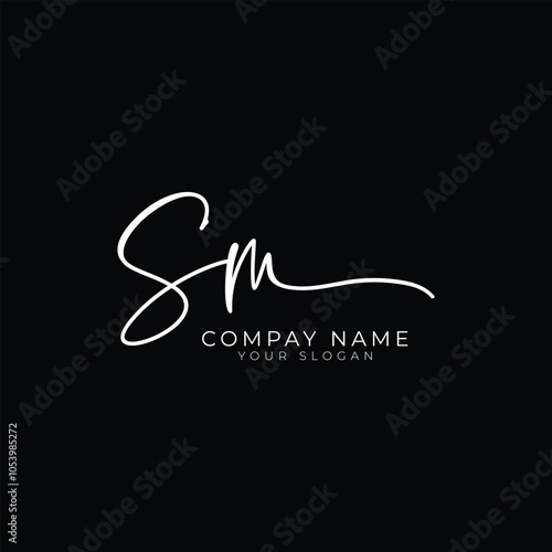 letter SM logo design handwriting signature template vector mark