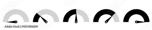 Indicator icon. Speedometer set vector.