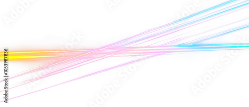 Colorful light streaks isolate on transparent background, cutout, png