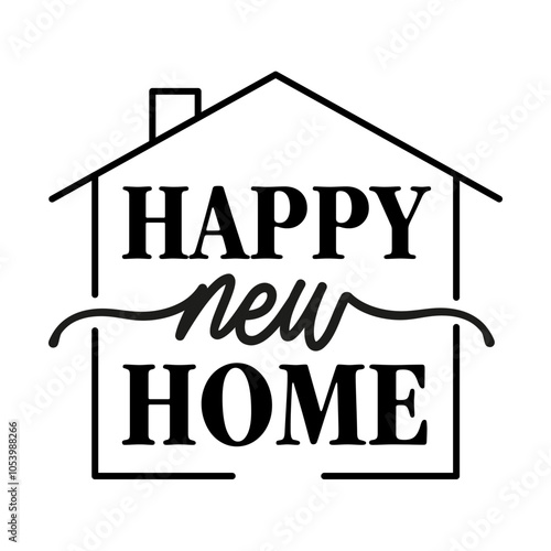Happy new home congratulations message, new homeowner move-in greeting design.