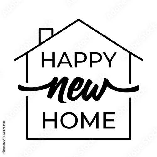 Happy new home congratulations message, new homeowner move-in greeting design.
