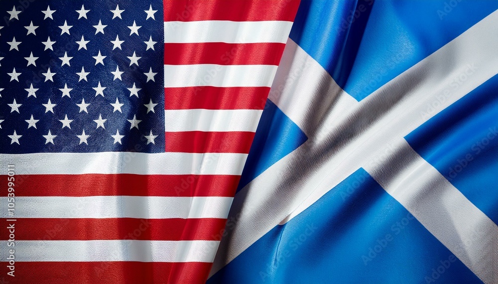 Fototapeta premium アメリカの国旗とスコットランドの国旗(America flag & Scotland flag.) 