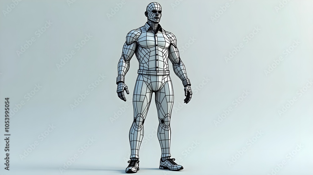 Low poly 3D image of wireframe business man Low poly 3D image of wireframe business man