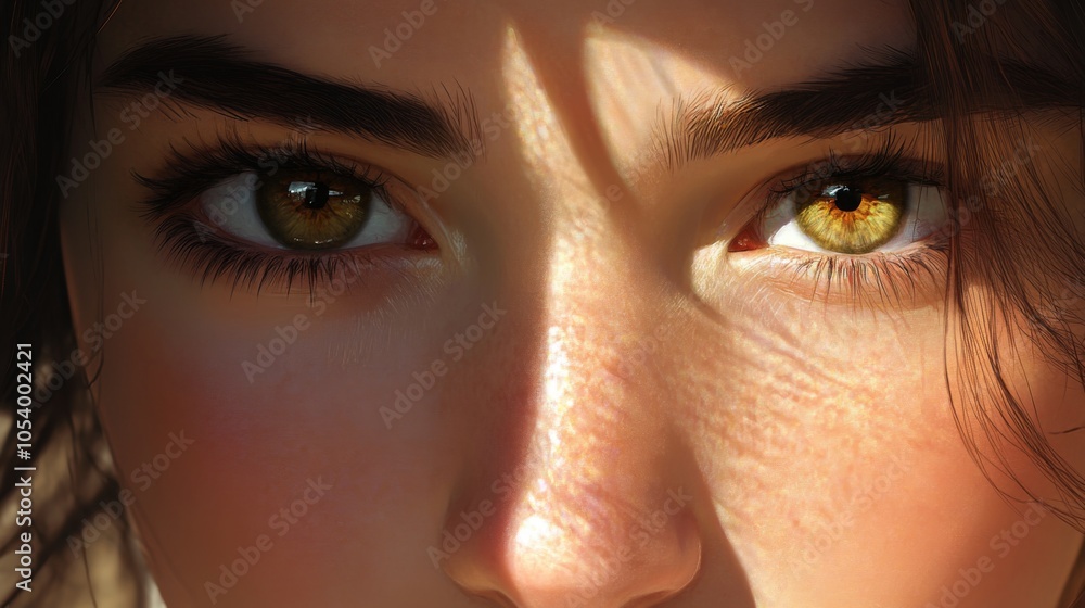 Fototapeta premium Close-Up of Captivating Green Eyes with Shadows