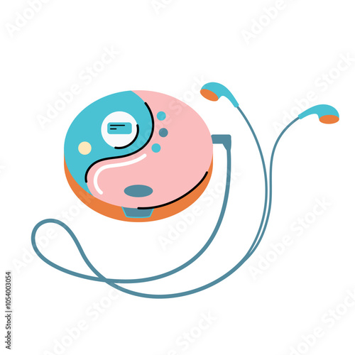  vintage CD player illustration capturing the essence of nostalgic music technology