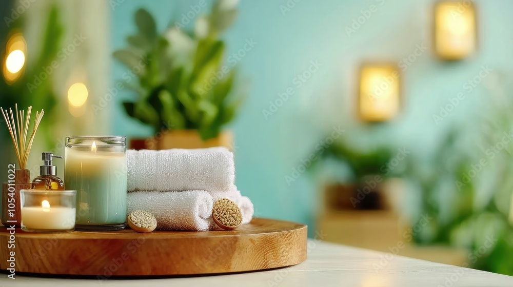 Serene Spa Room with Calming Colors and Textures Serene Spa Room with Calming Colors and Textures