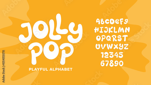 Jolly Pop: Kids style font design, playful childish alphabet, letters and numbers vector illustration
