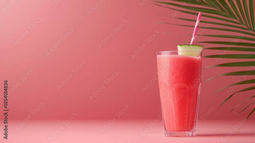 Refreshing Smoothie in Glass with Pastel Background Refreshing Smoothie in Glass with Pastel Background