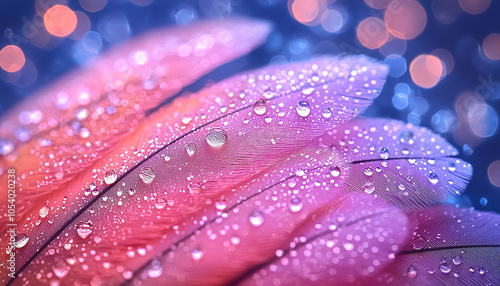 Freshness of dew on wet purple flower petal generated by AI