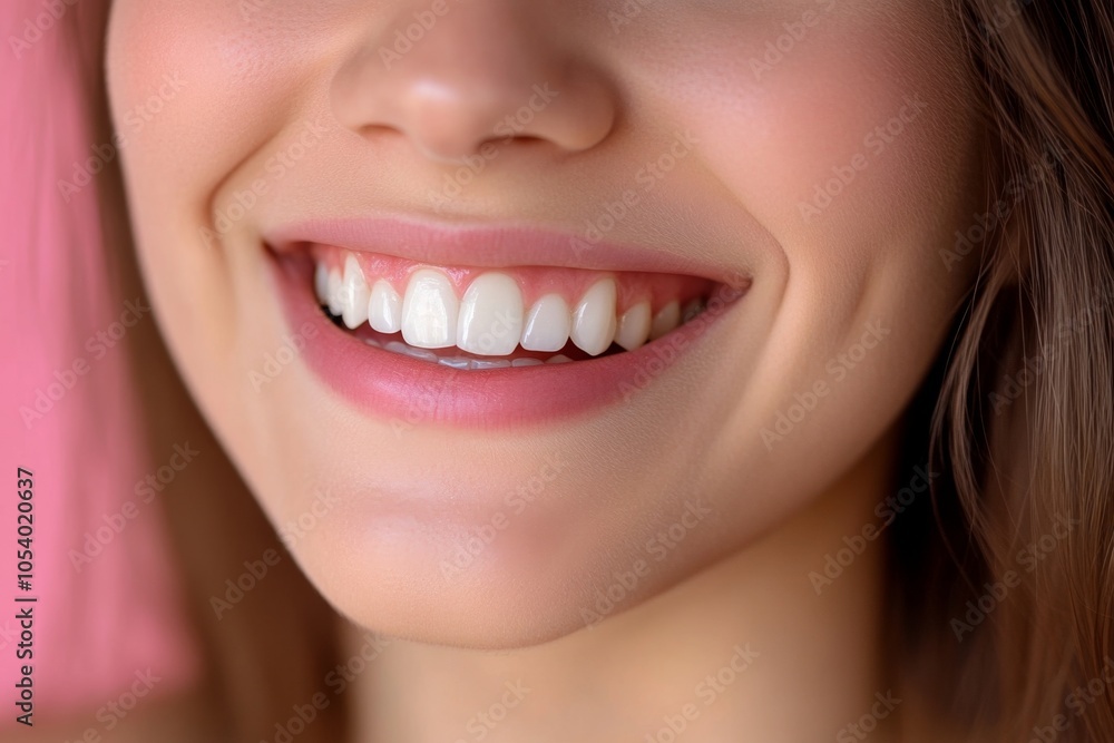Closeup of a young woman smiling showing her perfect teeth Closeup of a young woman smiling showing her perfect teeth