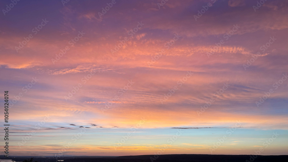 scarlet sunset in cloudy sky scarlet sunset in cloudy sky