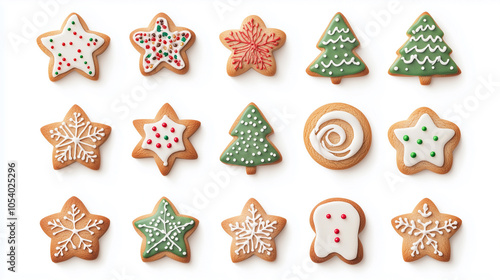 Festive Christmas cookies in various shapes and designs