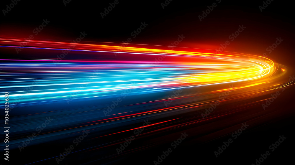 Abstract colorful light streaks in a black background. Abstract colorful light streaks in a black background.