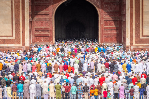 Muslims prayers at the Taj Mahal Mosque