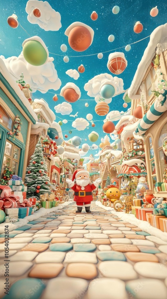 Fototapeta premium Santa s magical workshop with enchanted toys coming to life, whimsical fairy tale atmosphere, 3D illustration
