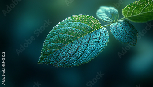Green leaf in nature, macro freshness, growth environment generated by AI