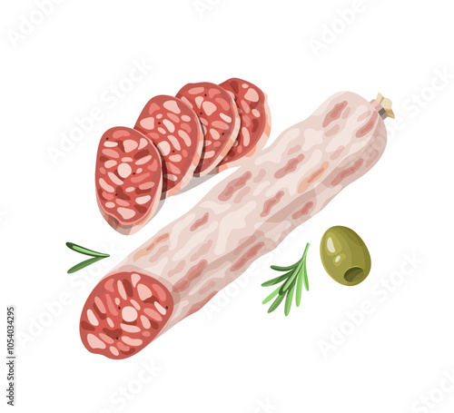 Sliced Salami with White Casing.