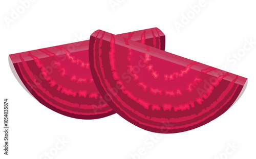 Red Beetroot Vegetable Slices Illustration Isolated on White Background